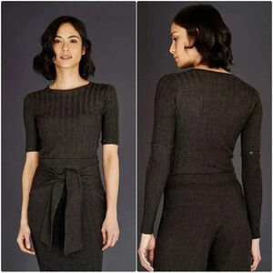 Ecru Rib Crew With Removable Sleeves Size Medium NWT